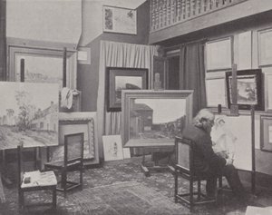 Der französische Maler Jean Charles Cazin in seinem Atelier von (after) French Photographer