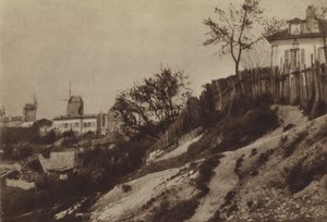 Die Gärten von Montmartre mit der Mühle Le Blute-fin um 1860 von (after) French Photographer