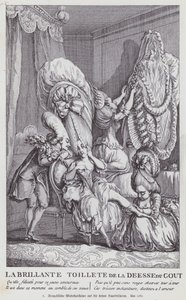 Französische Karikatur, die die Frauenfrisuren der Zeit verspottet von (after) French School