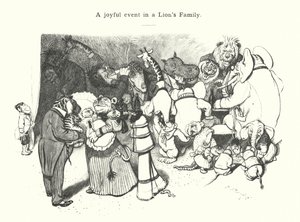 Ein freudiges Ereignis in einer Löwenfamilie von (after) German School