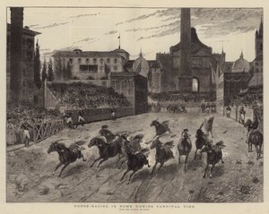 Pferderennen in Rom während der Karnevalszeit von (after) Italian School