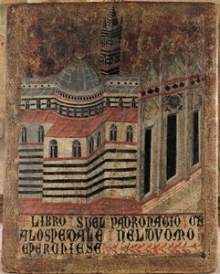 Italien, Siena, Kathedrale, Malerei auf Holz, reproduziert auf einer Biccherna-Tafel