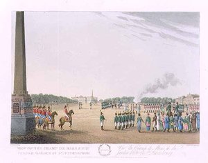 Ansicht des Champs de Mars und des Sommergartens in St. Petersburg, Illustration für September aus 