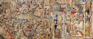 Der Trojanische Krieg: Die Zerstörung von Troja, ca. 1470 (Wandteppich) von (fl.1450 75) Master of Coetivy