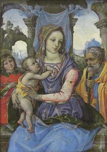 Madonna mit Kind und Heiligem Josef und einem Engel, ca. 1490