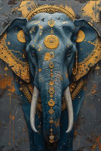 Abstraktes Gemälde majestätischer blauer indischer Elefant für moderne Wandkunst Dekoration
