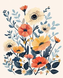 Boho-Blumen-Kinderzimmer für botanische Wandkunstdrucke auf Anfrage von F. Abderrahim