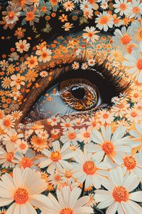 Grüne Augen in Großaufnahme, Blattgold Robotic Olympus Mons Flower Power von F. Abderrahim