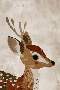 Bohemian Tier Kind Wanddekoration, minimalistische Hirsch Illustration
