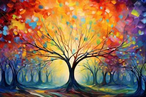 Bunter Baum Acrylmalerei