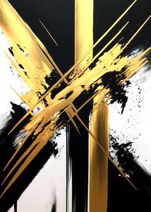 Gold und Schwarz Malerei von F. Abderrahim