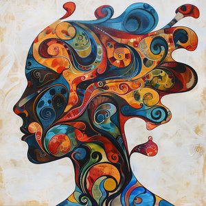 Silhouette einer Frau, gefärbtes Haar & Wirbel von F. Abderrahim