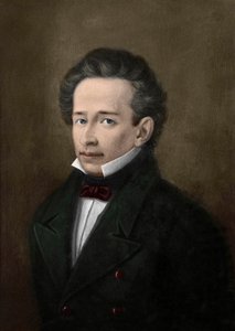 Porträt von Giacomo Leopardi (1798-1837) nach dem Porträt von A. Ferrazzi - von A. (after) Ferrazzi