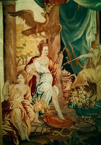 Europa, aus einem Wandteppich der vier Ecken der Welt, Detail der Figuren links von A. Baertams