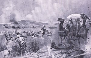 Der Angriff auf den Konvoi bei Buffelspoort, Illustration aus After Pretoria: The Guerilla War, 1902