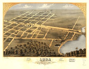 Vogelperspektive von Loda, Iroquois Co., Illinois 1869