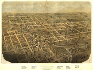 Vogelperspektive der Stadt Albion, Calhoun Co., Michigan von A.; Chicago Lithographing Co. Ruger