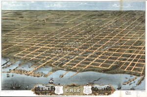 Vogelperspektive der Stadt Erie, Erie County, Pennsylvania 1870