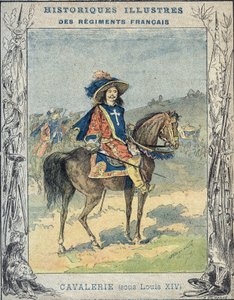 Kavallerie unter Ludwig XIV. - Aus einem Schutzumschlag für Schulbücher, Ende des 19. Jahrhunderts - Kavallerie unter Ludwig XIV. - Illustration von A. Demarle - Historischer Schutzumschlag, Ende des 19. Jahrhunderts von A. Demarle