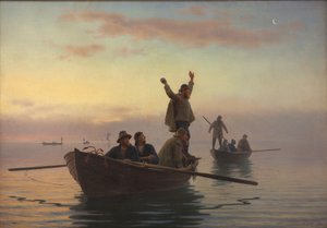 Hornfischfang mit Treibnetz. Früher Morgen von A. Dorph