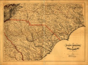 633.600. LC Civil War Maps (2. Aufl.), 305a.4 Allgemeine Karte. Die bei der Erstellung der Karte verwendeten Behörden sind unter dem Titel aufgeführt. Staatsnamen, Grenzen und Eisenbahnen sind in Rot überdruckt. Beschreibung aus veröffentlichter Bibliograp von A. Lindenkohl