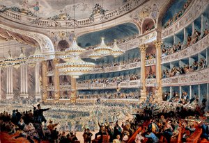 Ball in der Oper de la rue Le Peletier in Paris um 1850 - Gravur von A. Provost