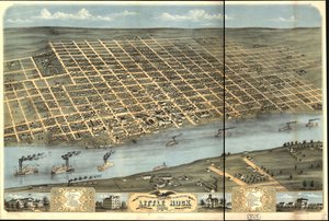 Vogelperspektive der Stadt Little Rock, der Hauptstadt von Arkansas 1871