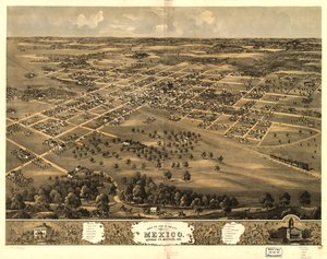 Vogelperspektive der Stadt Mexiko, Audrian Co., Missouri 1869
