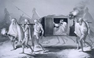 Postkutsche im indischen Stil im Punjab zwischen Loudiana und Amritsar, 1859