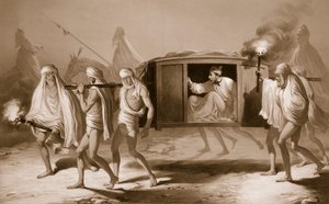 Indischer Postwagen im Punjab zwischen Loudiana und Amritsar, 1859