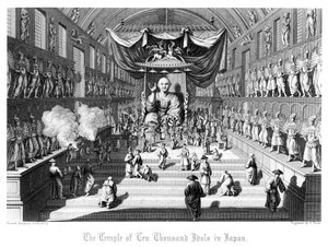Der Tempel der zehntausend Idole in Japan, ca. 1860 von A. Thom