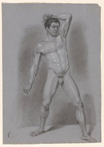 Stehender männlicher Akt, von vorne gesehen von A. Waterloo (attributed to)