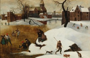 Winterlandschaft mit Schlittschuhläufern