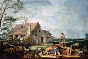 Landschaft mit ruhenden Bauern, Tobias und der Engel, 1650