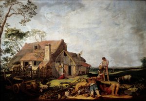 Landschaft mit ruhenden Bauern