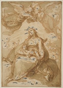 Madonna mit Kind, von Engeln gekrönt von Abraham Bloemaert
