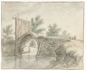Steinerne Brücke mit einem Holzzaun