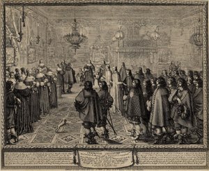 Zeremonie des Ehevertrags zwischen Wladyslaw IV., König von Polen, und Marie Louise Gonzaga von Abraham Bosse