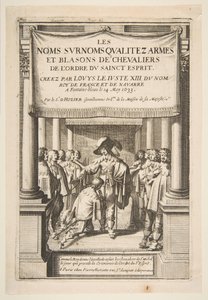 Frontispiz zu Pierre dHoziers Les noms surnoms qualitez armes et blasons des chevaliers, 1634 von Abraham Bosse
