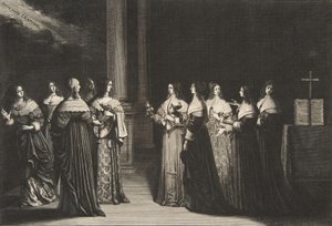 Die klugen Jungfrauen verweigern den törichten Jungfrauen Öl, ca. 1635 von Abraham Bosse