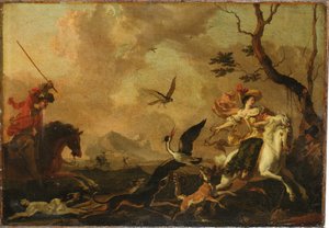 Eine Falkenjagdgesellschaft von Abraham Danielsz. Hondius