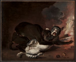 Der Affe und die Katze von Abraham Danielsz. Hondius