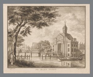 Ansicht des Marepoort in Leiden von Abraham Delfos