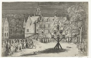 Freudenfeuer beim Besuch von Prinzessin Maria Henrietta mit Prinz Wilhelm III. in Breda, 1653 von Abraham Dircksz. Santvoort