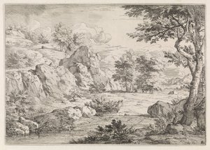 Hügellandschaft mit Teich von Abraham Genoels