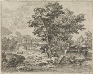 Landschaft mit klassischer Ruine