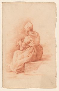 Sitzende Frau mit Mütze, von hinten gesehen von Abraham Johannes Ruytenschildt