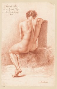 Sitzender männlicher Akt, von hinten gesehen (2. Preis 1812) von Abraham Lion Zeelander