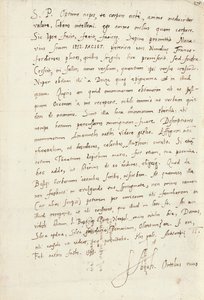 Autographierter Brief an seinen Neffen, Jacob Cool (Jacobus Colius), Antwerpen, 2. Februar 1595 von Abraham Ortelius