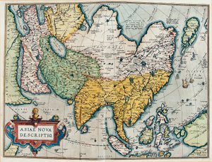 Beschreibung des asiatischen Kontinents, Geographische Karte aus „Theatrum Orbis Terrarum“ von Abraham Ortelius